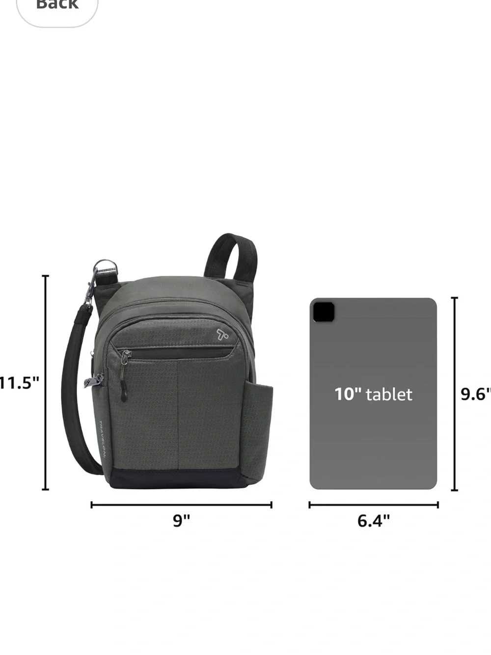 Travelon Active Tour Bag Charcoal Men's Crossbody Sling Bag Anti-Theft Unisex